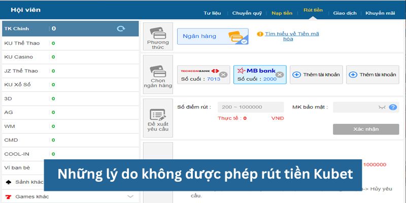 Một số lý do không được rút tiền 